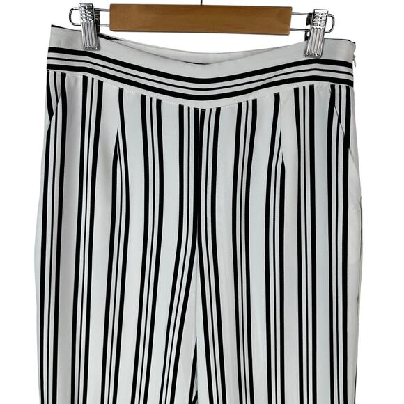 Boston Proper Trouser Pants Womens Size 4 Striped Side Slit Black White Office - Picture 2 of 8